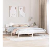 Bed Frame Solid Pine Wood White 180x200 cm Modern Headboard Scandi Sleek Sturdy