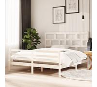 Bed Frame Solid Pine Wood White 180x200 cm Super King Rustic Slatted Head Design [EEK: D]