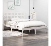Bed frame solid pine wood white 200x200 cm slatted headboard rustic handcrafted [EEK: A]