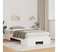 Bed frame Solid Pine Wood White 90x200 cm Low Profile Rectangular Design Sturdy