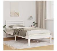 Bed Frame Solid Pine Wood White 90x220cm Platform Slatted Headboard Modern Slim
