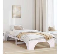 Bed Frame Solid Pine Wood White Narrow Single 75x190 cm Low 31 cm Slatted Modern