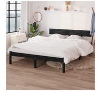 Bed frame Solid pinewood Black 120x200 cm Headboard UK Small Single Slatted Base