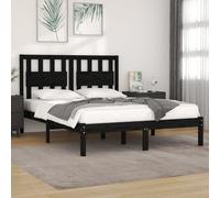 Bed Frame Solid Pinewood Black 2FT6 Small Single 75x190cm Headboard Solid Slats