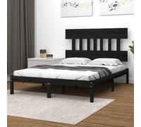 Bed Frame Solid Pinewood Black 75x190cm 2FT6 Small Single Headboard Durable Base