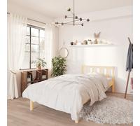 Bed Frame Solid Pinewood Brown 100x200 cm Small Single Wooden Slatted Base [EEK: A]