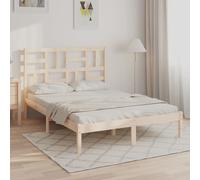 Bed frame Solid pinewood brown 120 x 190 cm 4FT Small Double Rustic slatted base [EEK: D]
