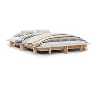Bed frame Solid pinewood brown 120x190cm Small double slatted plywood base 4ft6