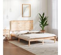 Bed Frame Solid Pinewood Brown 140x190 cm Rustic Headboard Wooden Slatted Small [EEK: D]