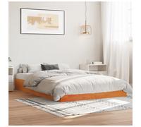 Bed Frame Solid Pinewood Brown 160x200 cm Sturdy Slatted Base Classic