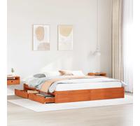 Bed Frame Solid Pinewood Brown 180 x 200 cm with 2 Underbed Drawers Slatted [EEK: D]