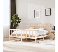 Bed Frame Solid Pinewood Brown 180x200cm Rustic Slatted Headboard SuperKing 6FT