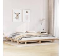 Bed Frame Solid Pinewood Brown 200x200 cm Rustic Slatted Platform Bed King Size [EEK: A]