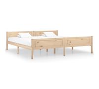 Bed Frame Solid Pinewood Brown 200x200 cm Sturdy Plywood Slats Platform Assembly