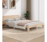 Bed Frame Solid Pinewood Brown 4FT6 Double 140x200cm Rustic Sturdy Headboard Eco [EEK: A]