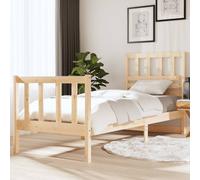 Bed frame Solid pinewood brown 75x190 cm 2FT6 Small Single Rustic Sturdy slatted [EEK: D]