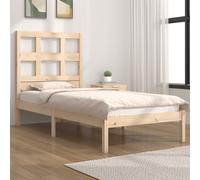 Bed Frame Solid Pinewood Brown 90x200 cm Rustic Headboard Single Compact Sturdy [EEK: D]