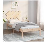 Bed frame solid pinewood brown 90x200 cm rustic slatted headboard single 2ft6 UK [EEK: D]