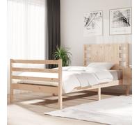 Bed frame solid pinewood brown 90x200 cm rustic sturdy headboard design easy fit [EEK: D]