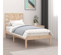Bed frame Solid Pinewood Brown Small Single 90x200 cm Rustic Headboard Unstained [EEK: A]