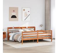 Bed Frame Solid Pinewood Brown Super King 180x200 cm Storage Shelves [EEK: A]