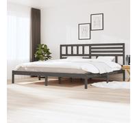 Bed Frame Solid Pinewood Grey 200x200 cm Rustic Wooden Headboard Sturdy Durable [EEK: D]