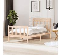 Bed Frame Solid Pinewood Natural 100x200cm Rustic Headboard Small Single 2ft6 UK [EEK: D]