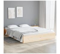 Bed Frame Solid Pinewood Natural 120x190 cm Small Double Rustic Slatted Handmade