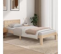 Bed Frame Solid Pinewood Natural 3ft Single 90x190cm Rustic Wooden Headboard UK [EEK: A]