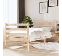 Bed Frame Solid Pinewood Natural 75x190 cm Small Single Rustic Headboard Timber [EEK: D]