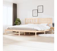 Bed Frame Solid Pinewood Natural Super King 180x200 cm Rustic Design with Slats