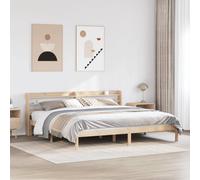 Bed frame Solid pinewood natural untreated 180x200 cm Super King with Shelves UK
