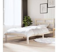 Bed frame solid pinewood untreated natural 75x190 cm small single with headboard