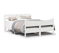 Bed Frame Solid Pinewood White 120x190 cm Small Double with Shelved Headboard UK