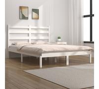 Bed Frame Solid Pinewood White 120x190 cm Small Double Wooden Slatted Low Frame [EEK: A]