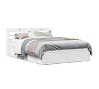 Bed Frame Solid Pinewood White 120x190cm Small Double with Shelved Headboard UK