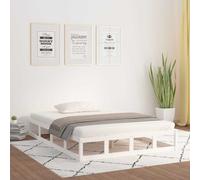 Bed Frame Solid Pinewood White 120x200 cm Slatted Minimalist Rustic Handcrafted