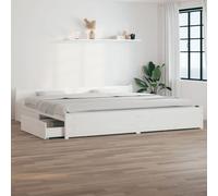 Bed Frame Solid Pinewood White 4FT Small Double 120x190cm With 4 Drawers Storage