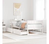 Bed Frame Solid Pinewood White 75x190 cm Small Single with 4 Drawers SlattedHead