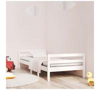 Bed frame Solid pinewood White 80x200 cm Rustic headboard & sturdy slats pro [EEK: A]
