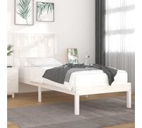 Bed Frame Solid Pinewood White 90x190 cm Single Rustic Headboard Design w/ Head [EEK: D]