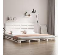 Bed frame Solid Pinewood White Single 90x190cm Slatted Headboard Knotty Grain UK