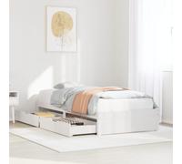 Bed frame Solid Pinewood White Small Single 75x190cm with 2 Drawers Slatted base [EEK: D]