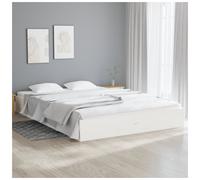 Bed Frame Solid Pinewood White Super King 180x200 cm Modern Sturdy Design Luxury