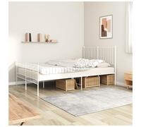 Bed Frame Solid Steel White 140x190 cm Headboard & Footboard, Underbed StorageUK [EEK: A]