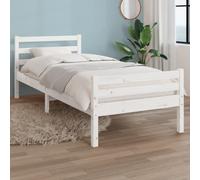 Bed frame Solid white pinewood 100x200 cm Low profile slatted single compact eco