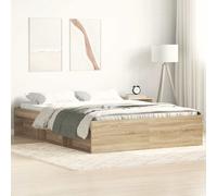 Bed Frame Sonoma Oak 120x190cm Engineered Wood 6 Open Storage Compartments In