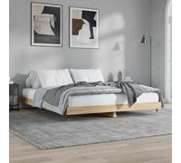 Bed frame Sonoma oak 120x200 cm engineered wood & metal with plywood slats solid [EEK: A]