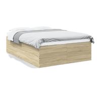 Bed Frame Sonoma Oak 135x190 cm Engineered Wood Double Modern Slatted PlatformUK [EEK: A]