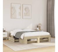 vidaXL Bed Frame Without Mattress Sonoma Oak 135X190 cm Double Engineered Wood, Brown